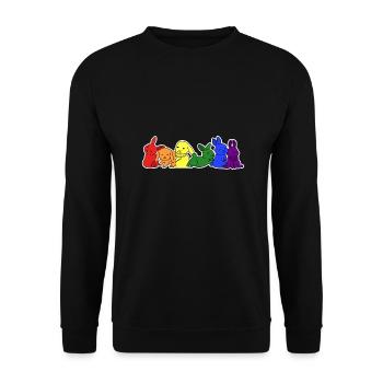 LGBT+ Flagge Bunny Design für LGBT+ Menschen - Unisex Pullover - Schwarz - Vorne - Alina (178cm) & Michal (187cm)