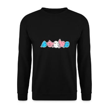 Trans Flagge Vogel Design für Trans Menschen - Unisex Pullover - Schwarz - Vorne - Alina (178cm) & Michal (187cm)