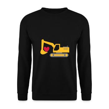 ★ Design colors can be changed ★ Excavator, heart in shovel - Unisex Sweatshirt - black - Front - Alina (178cm) & Michal (187cm)