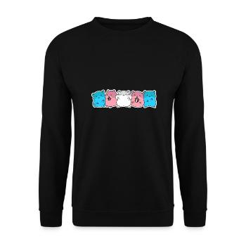 Trans Flagge Hamster Design für Trans Menschen - Unisex Pullover - Schwarz - Vorne - Alina (178cm) & Michal (187cm)