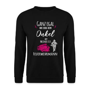 Mein Onkel ist Feuerwehrmann - Unisex Pullover - Schwarz - Vorne - Alina (178cm) & Michal (187cm)
