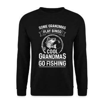 Manche Omas spielen Bingo Coole Omas gehen angeln - Unisex Pullover - Schwarz - Vorne - Alina (178cm) & Michal (187cm)