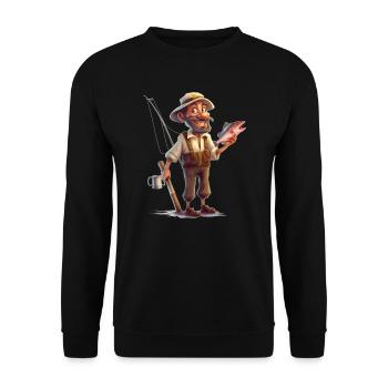 Satisfied angler - fishing makes you happy - Unisex Sweatshirt - black - Front - Alina (178cm) & Michal (187cm)