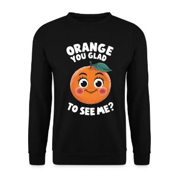 Lustiges Orangenfrucht Geschenk - Unisex Pullover - Schwarz - Vorne - Alina (178cm) & Michal (187cm)