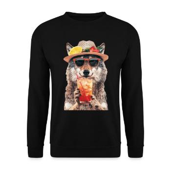 Wolf - Unisex Pullover - Schwarz - Vorne - Alina (178cm) & Michal (187cm)