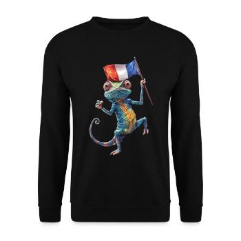 Chamäleon - Unisex Pullover - Schwarz - Vorne - Alina (178cm) & Michal (187cm)