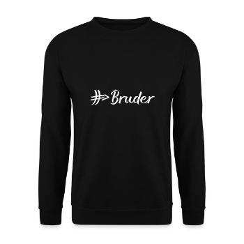 Bruder # Hashtag Rautenpfeil - Unisex Pullover - Schwarz - Vorne - Alina (178cm) & Michal (187cm)
