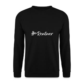 Rentner # Hashtag Rautenpfeil Ruhestand - Unisex Pullover - Schwarz - Vorne - Alina (178cm) & Michal (187cm)