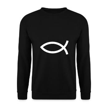 Jésus poisson blanc Ichthys poisson poisson poisson - Sweat-shirt Unisexe - noir - Devant - Alina (178cm) & Michal (187cm)