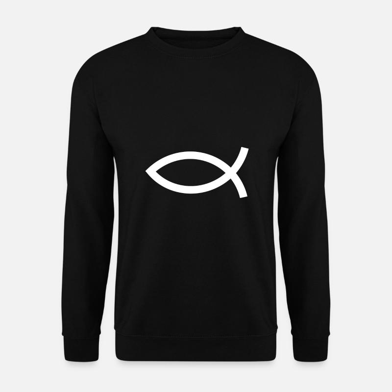 Jesusfisch weiß Ichthys Fisch Fische - Unisex Pullover - Schwarz