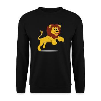 Cute lion with mane - motif for children and teens - Unisex Sweatshirt - black - Front - Alina (178cm) & Michal (187cm)