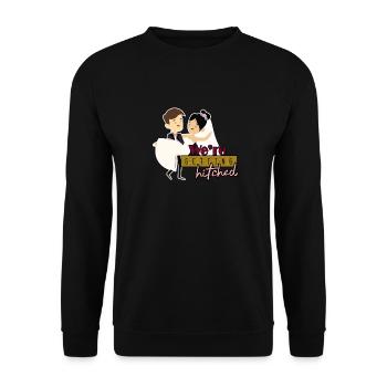 Getting Hitched black Souvenir, Gift, Gift Idea - Unisex Pullover - Schwarz - Vorne - Alina (178cm) & Michal (187cm)