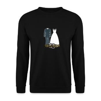 MR MRS black Souvenir, Gift, Gift Idea - Unisex Pullover - Schwarz - Vorne - Alina (178cm) & Michal (187cm)