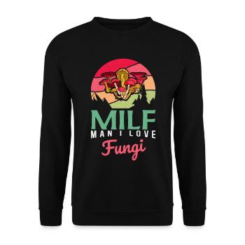 Pilzsammler Retro Pilze Vintage Pilz Pilzsucher - Unisex Pullover - Schwarz - Vorne - Alina (178cm) & Michal (187cm)