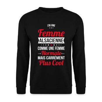 J'ai une femme Alsacienne plus cool - Sweat-shirt Unisexe - noir - Devant - Alina (178cm) & Michal (187cm)