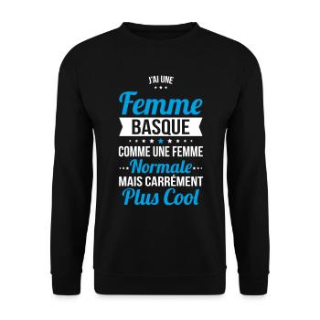 J'ai une femme Basque plus cool - Sweat-shirt Unisexe - noir - Devant - Alina (178cm) & Michal (187cm)