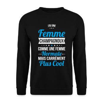 J'ai une femme Champagnoux plus cool - Sweat-shirt Unisexe - noir - Devant - Alina (178cm) & Michal (187cm)