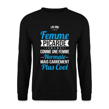 J'ai une femme Picarde plus cool - Sweat-shirt Unisexe - noir - Devant - Alina (178cm) & Michal (187cm)