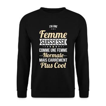 J'ai une femme Suissesse plus cool - Sweat-shirt Unisexe - noir - Devant - Alina (178cm) & Michal (187cm)