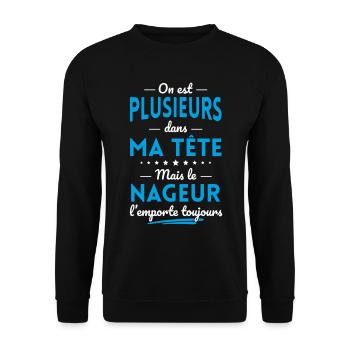 Plusieurs dans tête le Nageur l'emporte toujours - Sweat-shirt Unisexe - noir - Devant - Alina (178cm) & Michal (187cm)