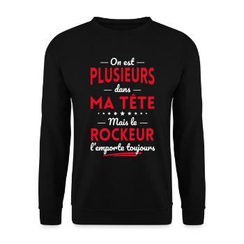 Plusieurs dans tête le Rockeur l'emporte toujours - Sweat-shirt Unisexe - noir - Devant - Alina (178cm) & Michal (187cm)