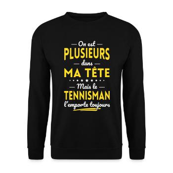 Plusieurs dans tête le Tennisman l'emporte - Sweat-shirt Unisexe - noir - Devant - Alina (178cm) & Michal (187cm)