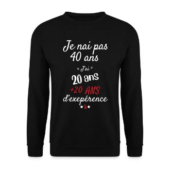 Ich habe kein 40 Jahre altes Geburtstagsgeschenk - Unisex Pullover - Schwarz - Vorne - Alina (178cm) & Michal (187cm)