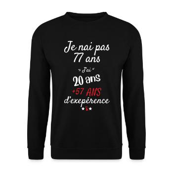 Ich habe kein 77 Jahre altes Geburtstagsgeschenk - Unisex Pullover - Schwarz - Vorne - Alina (178cm) & Michal (187cm)