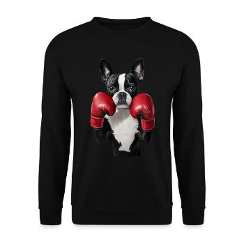 Boston Terrier - Unisex Pullover - Schwarz - Vorne - Alina (178cm) & Michal (187cm)