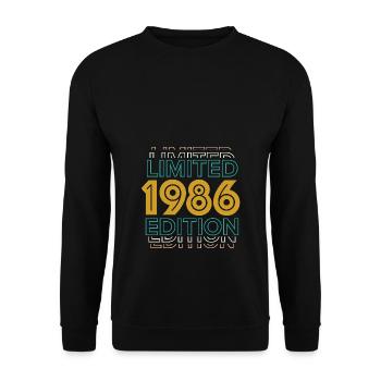 1986 Limited Edition Birthday Design - Unisex Sweatshirt - black - Front - Alina (178cm) & Michal (187cm)