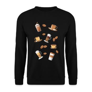 Café Café Grains de café Latte Macchiato - Sweat-shirt Unisexe - noir - Devant - Alina (178cm) & Michal (187cm)