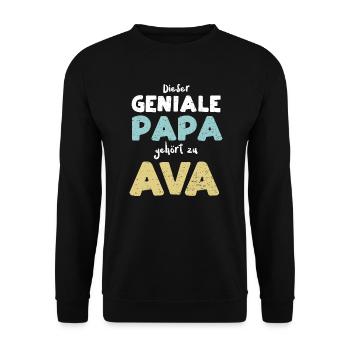 Dieser Geniale Papa Gehört Zu Ava - Unisex Pullover - Schwarz - Vorne - Alina (178cm) & Michal (187cm)
