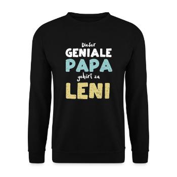 Dieser Geniale Papa Gehört Zu Leni - Unisex Pullover - Schwarz - Vorne - Alina (178cm) & Michal (187cm)