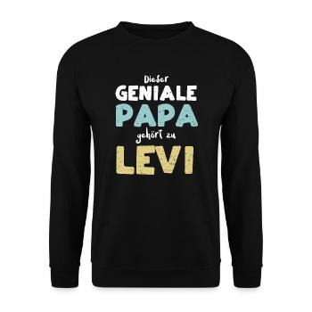 Dieser Geniale Papa Gehört Zu Levi - Unisex Pullover - Schwarz - Vorne - Alina (178cm) & Michal (187cm)