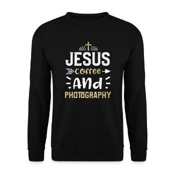 Jesus Coffee And Photography - Unisex Sweatshirt - black - Front - Alina (178cm) & Michal (187cm)