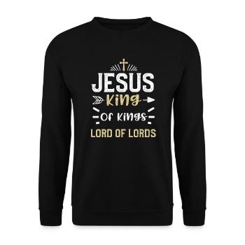 Jesus King Of Kings Lord Of Lords - Unisex Sweatshirt - black - Front - Alina (178cm) & Michal (187cm)