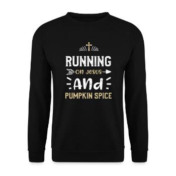 Courir sur Jésus et les épices à la citrouille - Sweat-shirt Unisexe - noir - Devant - Alina (178cm) & Michal (187cm)