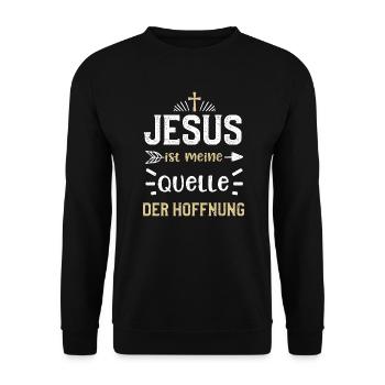 Jesus ist meine Quelle der Hoffnung - Unisex Pullover - Schwarz - Vorne - Alina (178cm) & Michal (187cm)