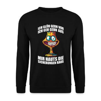 Möbelstück - Lampe aus den 70ern - Mir hauts die - Unisex Pullover - Schwarz - Vorne - Alina (178cm) & Michal (187cm)