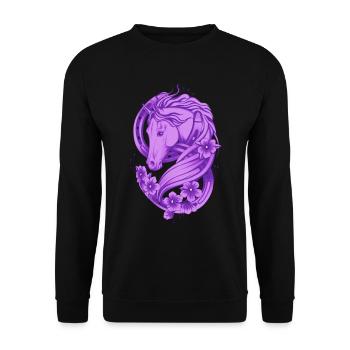 Lucky Horse Shoe and Flowers - Unisex Sweatshirt - black - Front - Alina (178cm) & Michal (187cm)