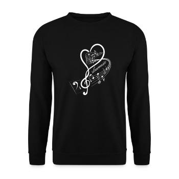 Music notes heart for musicians - Unisex Sweatshirt - black - Front - Alina (178cm) & Michal (187cm)