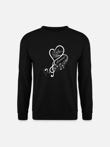 Musiknoten Herz für Musiker - Unisex Pullover - Schwarz