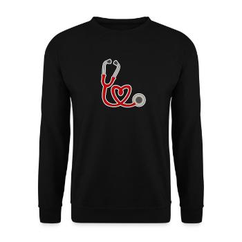Stethoskop-Herz für Menschen, die im Krankenhaus - Unisex Pullover - Schwarz - Vorne - Alina (178cm) & Michal (187cm)