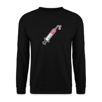 Spritzendesign für Menschen, die im Krankenhaus - Unisex Pullover - Schwarz - Vorne - Alina (178cm) & Michal (187cm)