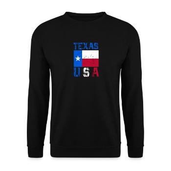 Texas-Flagge USA Design für Lone Star State Fans - Unisex Pullover - Schwarz - Vorne - Alina (178cm) & Michal (187cm)
