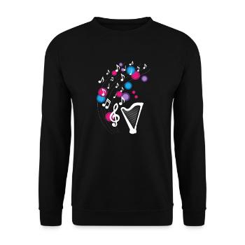 Harp Music Notes Design for Harp Musicians - Unisex Sweatshirt - black - Front - Alina (178cm) & Michal (187cm)