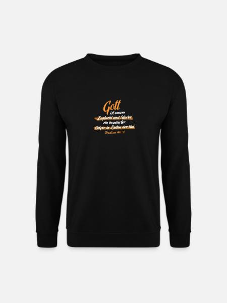 Psalm 46:2 Bibel Spruch Design für Christen - Unisex Pullover - Schwarz