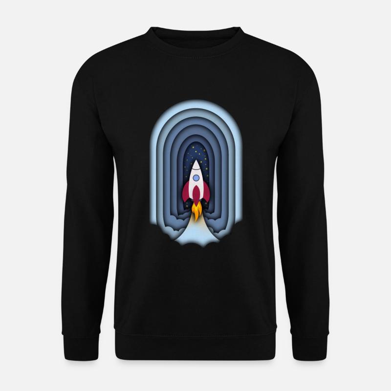 Rakete in Papercutoptik - Unisex Pullover - Schwarz