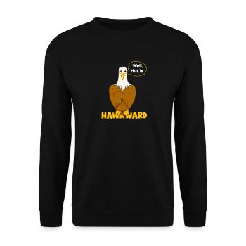 Hawk-Wortspiel für Tierliebhaber - Unisex Pullover - Schwarz - Vorne - Alina (178cm) & Michal (187cm)