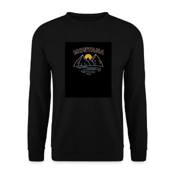 Montana Mountains Design für stolze Montaner - Unisex Pullover - Schwarz - Vorne - Alina (178cm) & Michal (187cm)